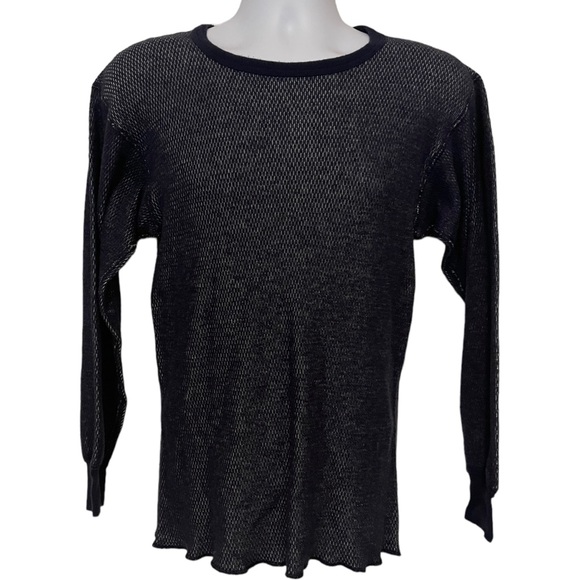 MORGAN MILLS long sleeve thermal shirt Polypropylene Cotton Navy Blue Size XL - Picture 1 of 5